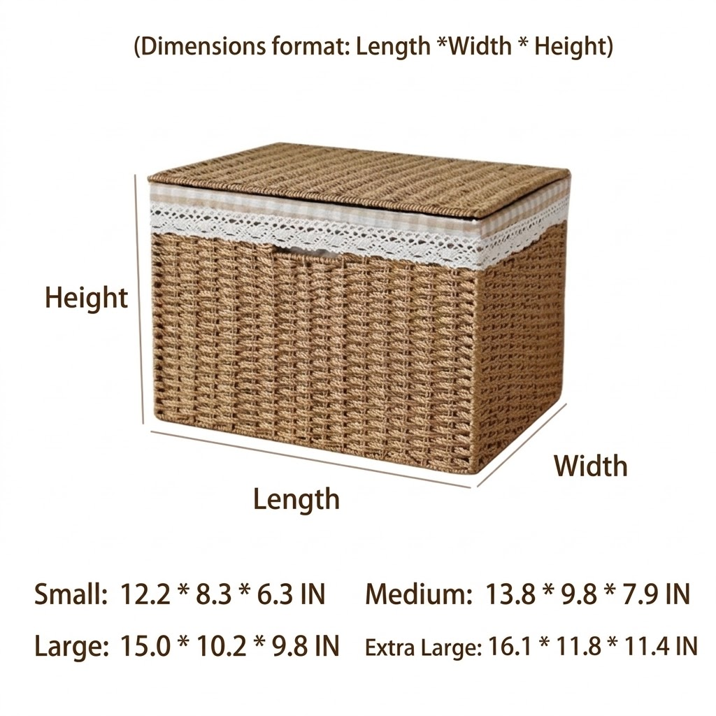 Woven Storage Basket with Lid & Removable Fabric Liner