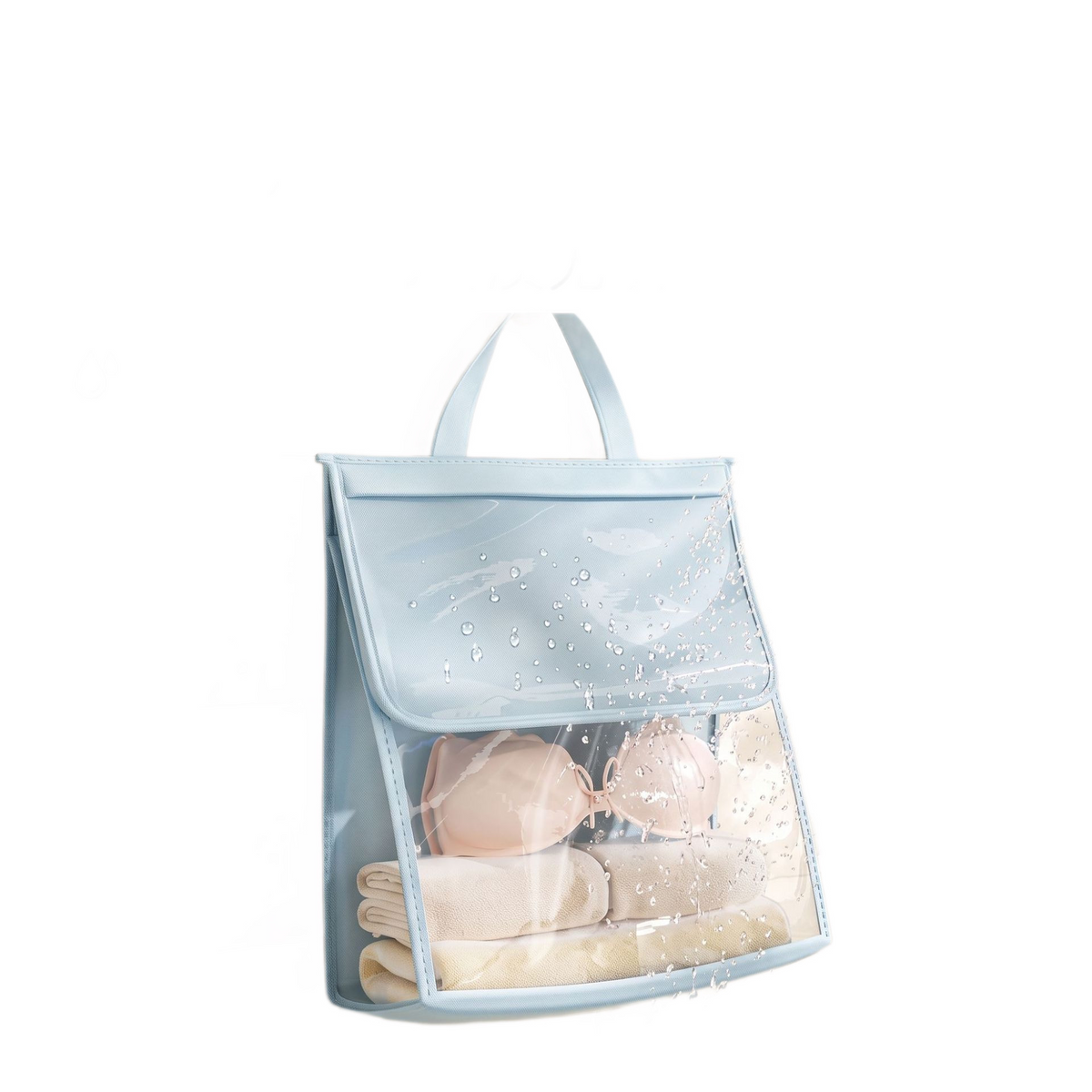 Waterproof Wall-Mounted Bathroom Storage Bag with Adhesive Hooks