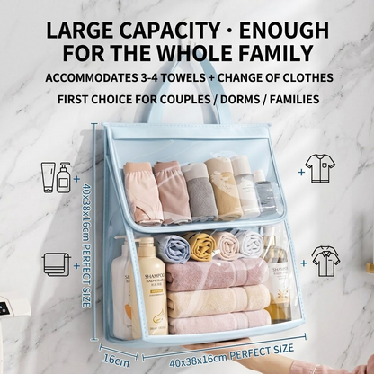 Waterproof Wall-Mounted Bathroom Storage Bag with Adhesive Hooks